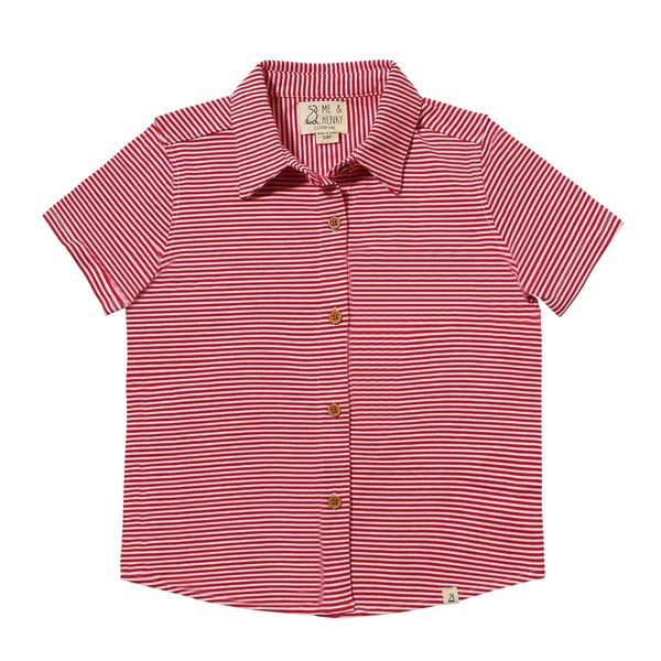 Red and White Striped Tiller Jersey Shirt