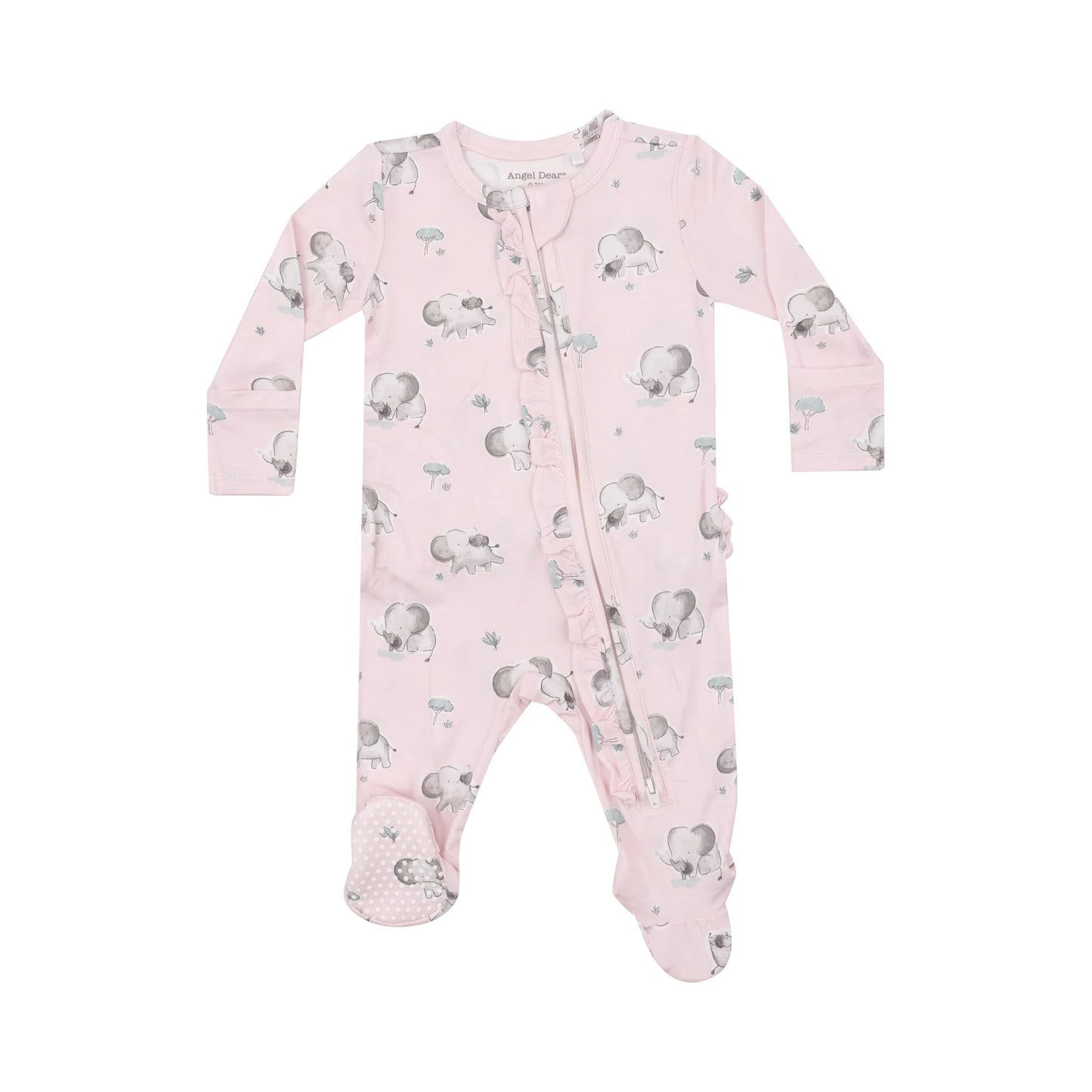 Pink Elephants 2way Zipper Footie