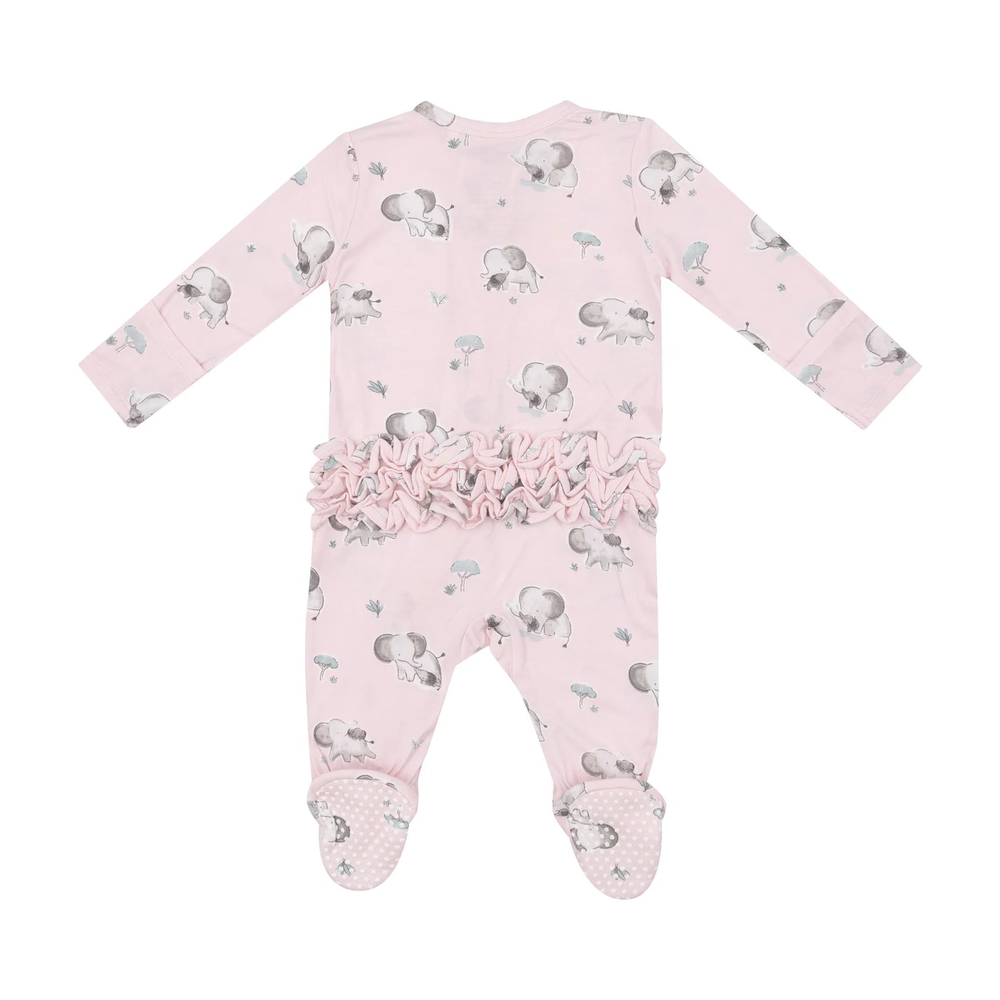 Pink Elephants 2way Zipper Footie
