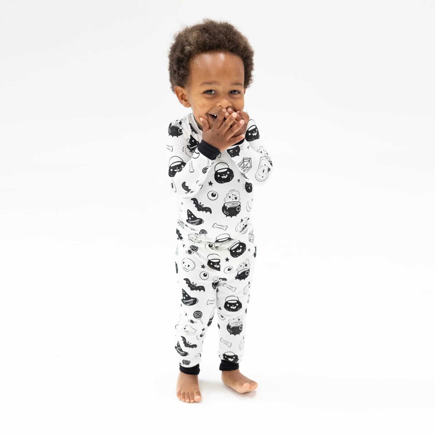Glow-in-the-Dark Black and White Halloween Loungewear Set