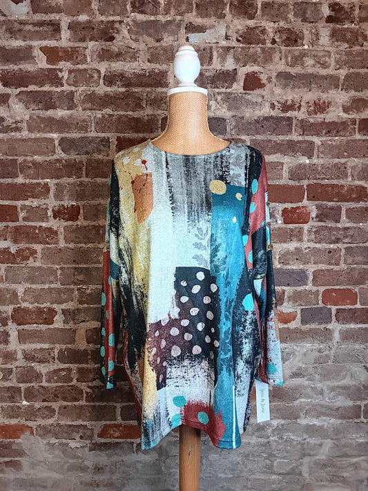 Artistic L/S With Faux Button Top