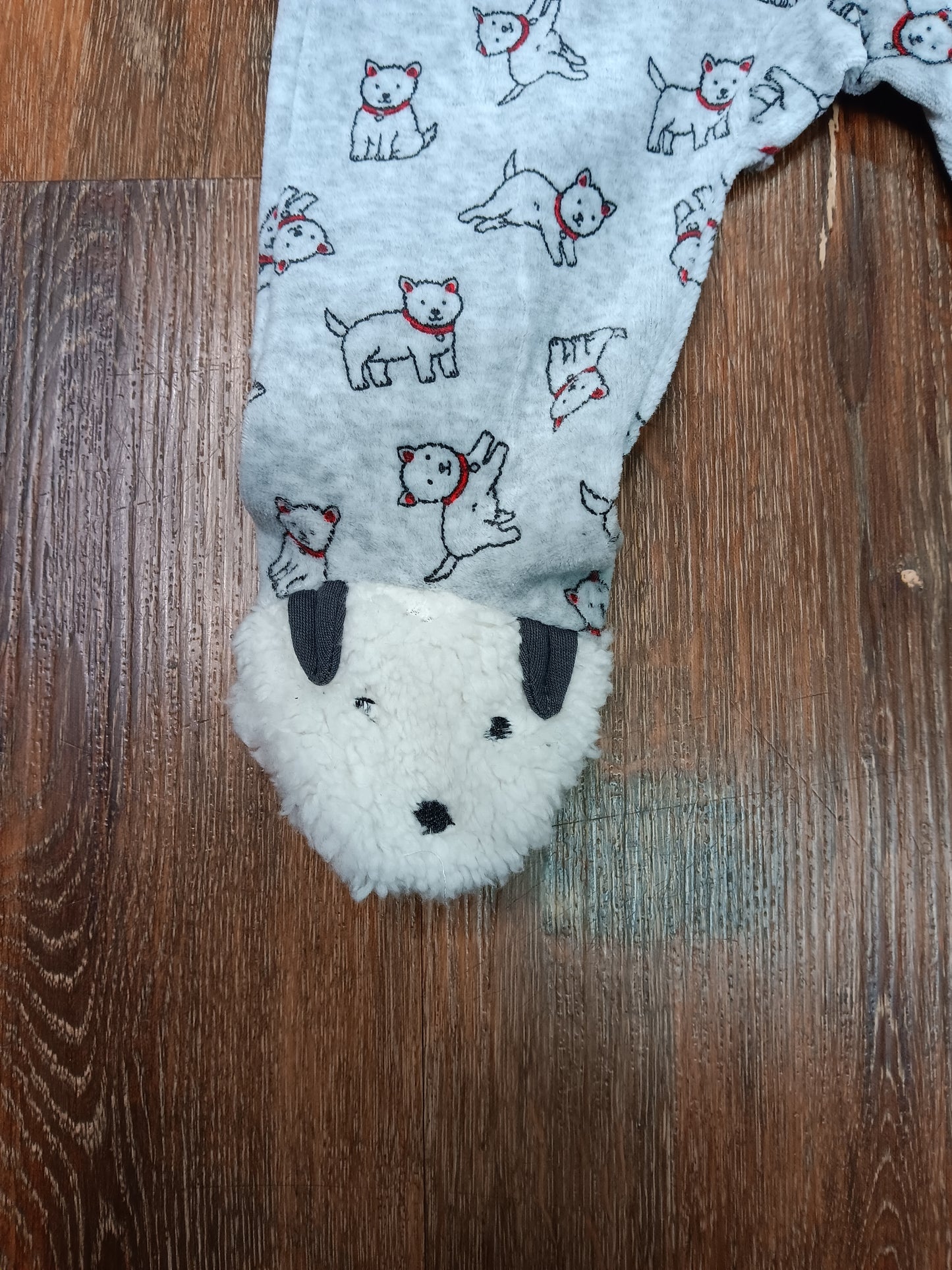 Black and White Puppy Footie