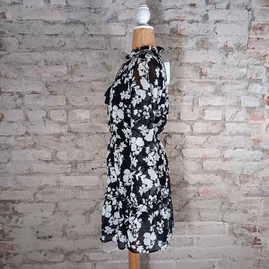 Black Floral Dress 100% Polyester and Lined