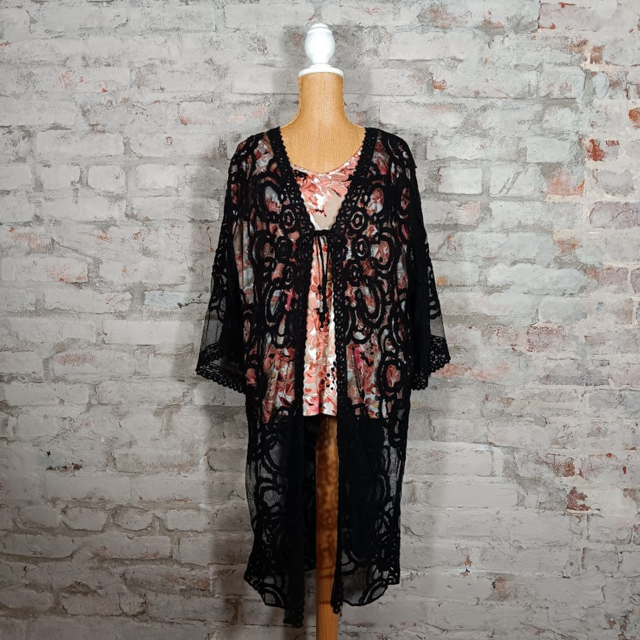 Black/White Lace Cardigan