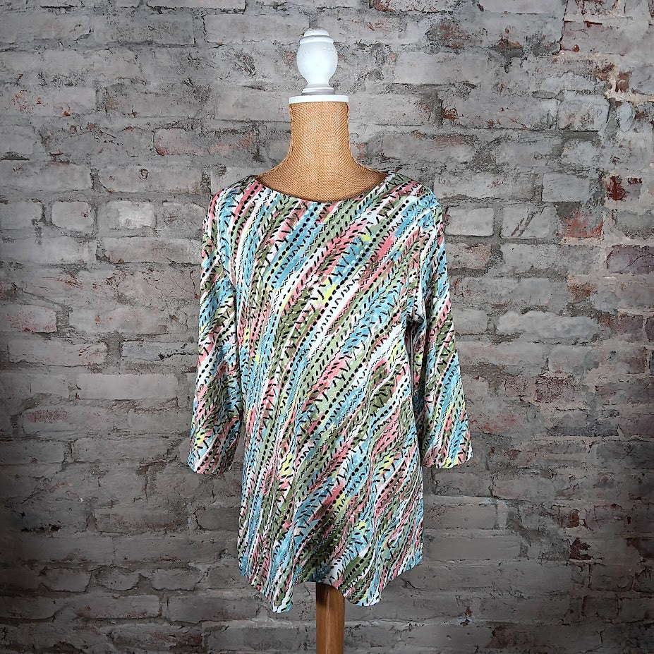 Pink Fern 3/4 Sleeve Top (Plus-Sized)