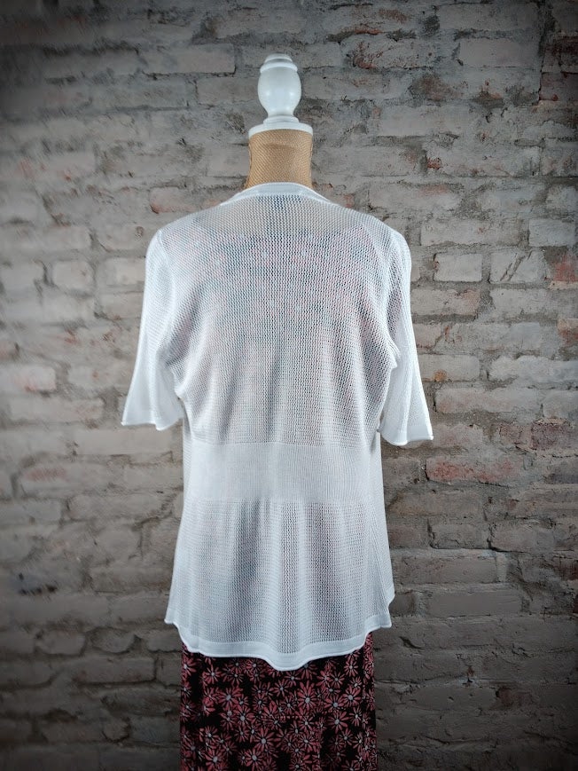 White Short Sleeve Cardigan