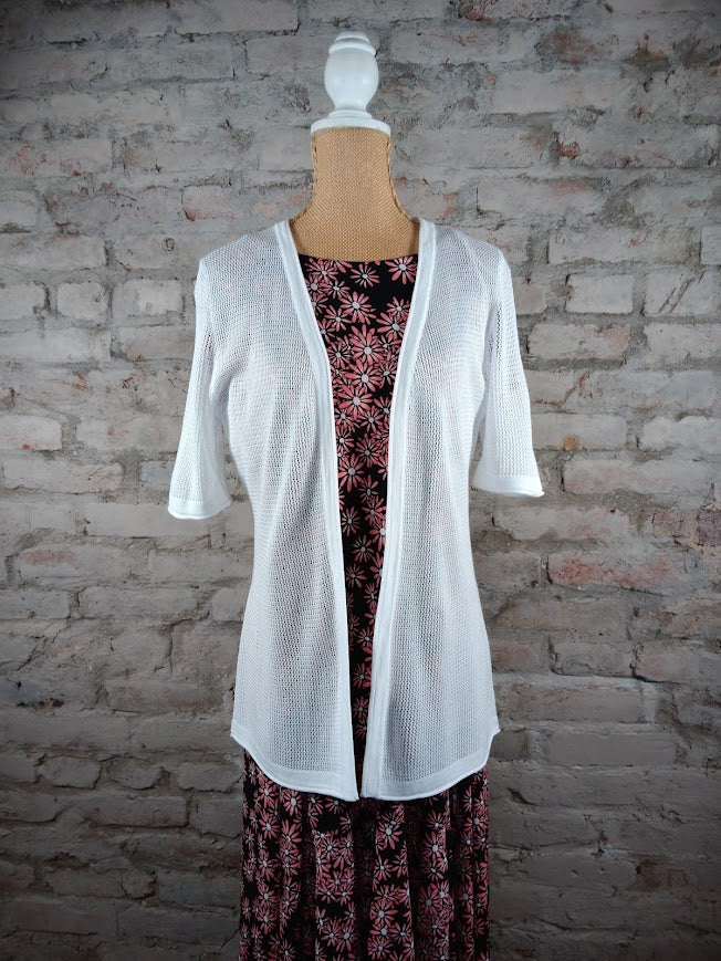 White Short Sleeve Cardigan