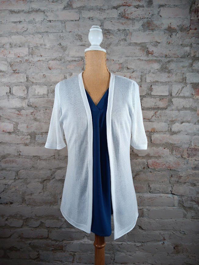 White Short Sleeve Cardigan