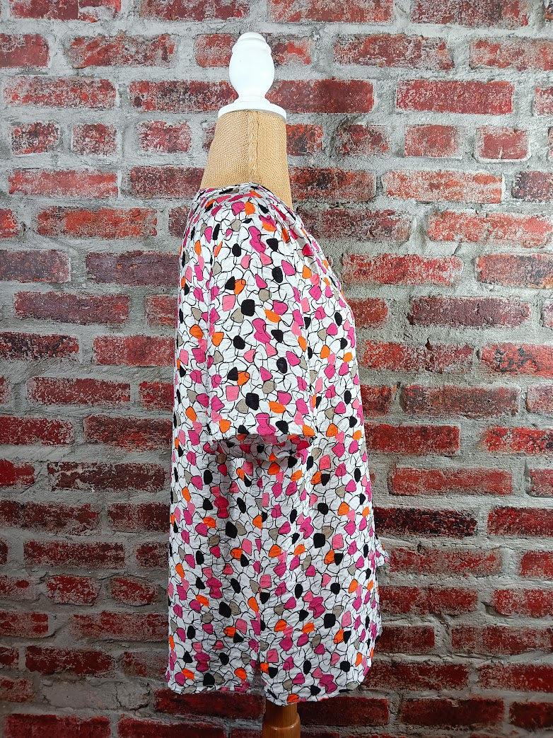 Magenta and Orange Button-Up Top