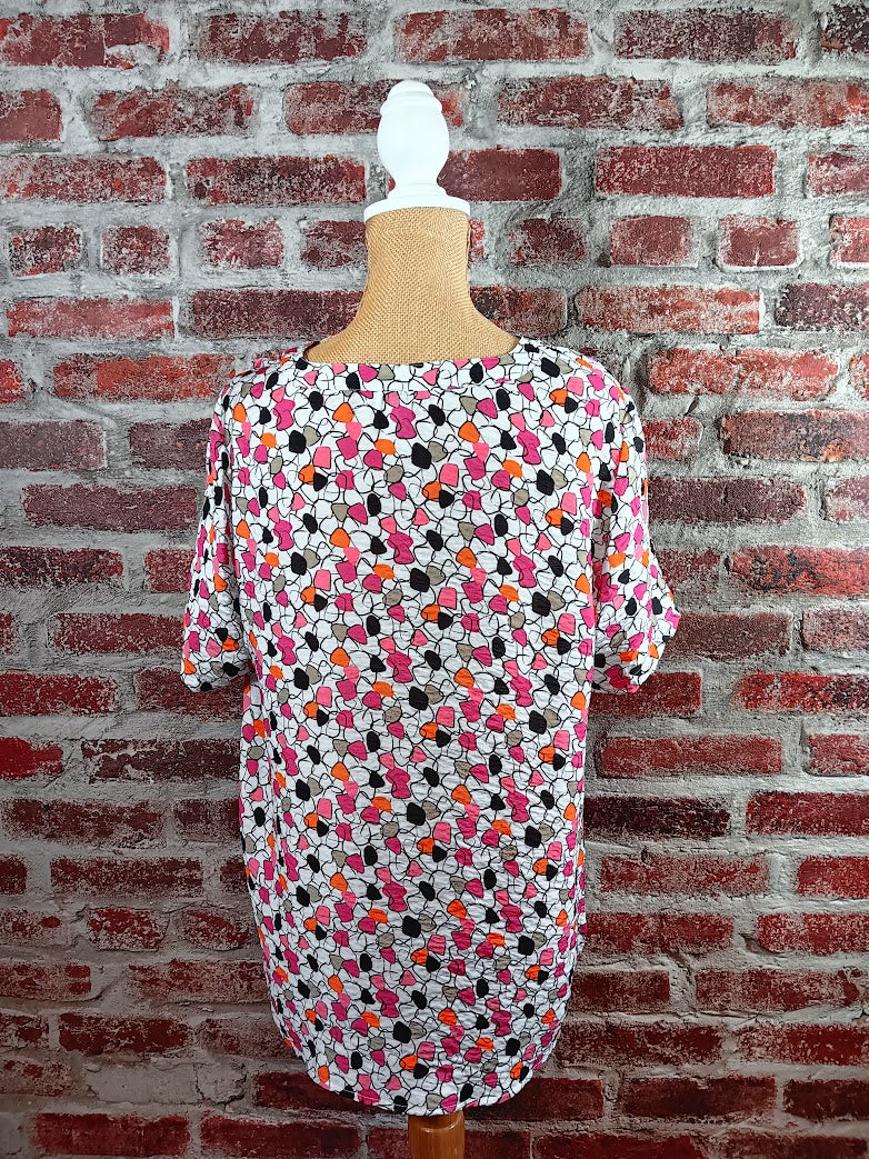 Magenta and Orange Button-Up Top