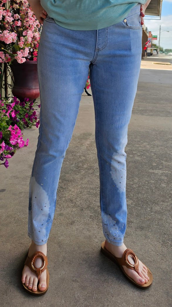 Bleach Blue Studded Ankle Pants