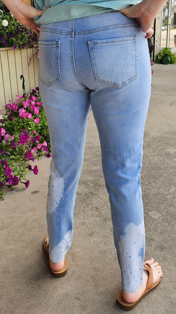 Bleach Blue Studded Ankle Pants