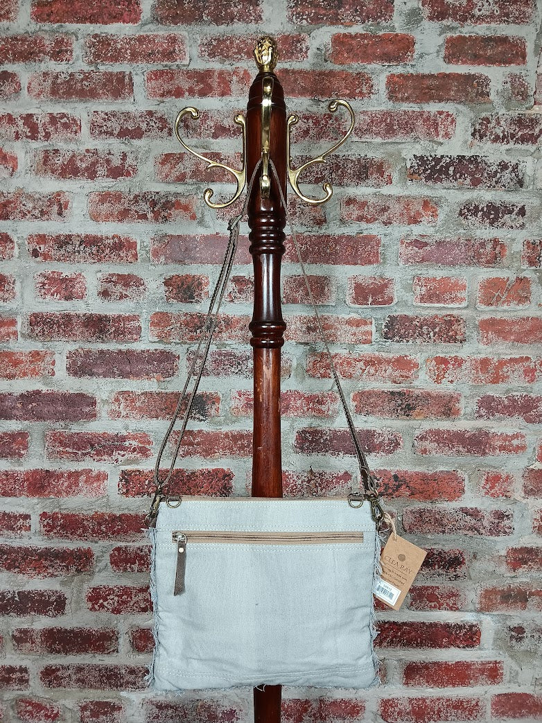 Purple and Mint Cowhide Trim Crossbody