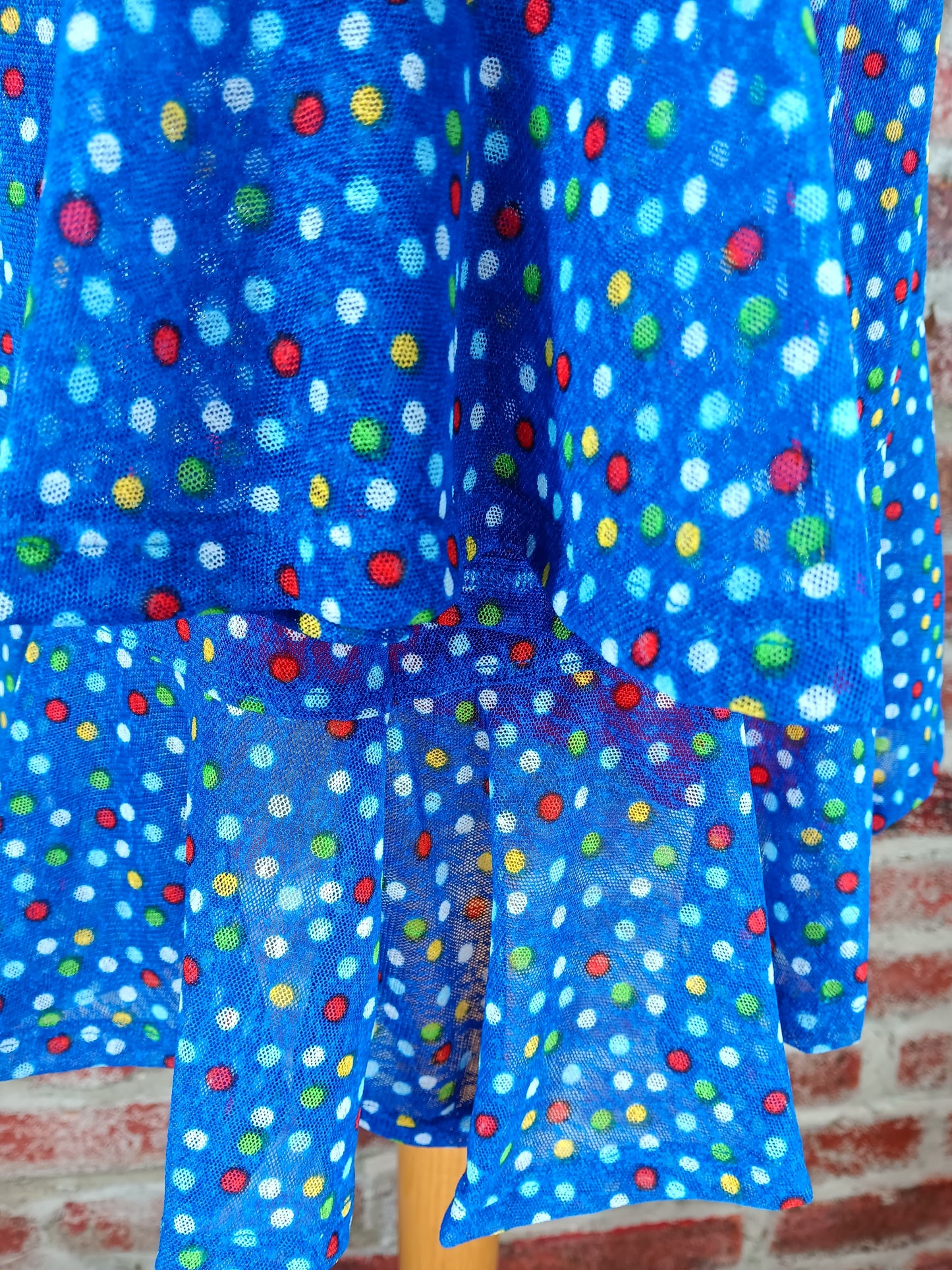 Multicolored Dot Print Flounce Hem Jacket, 3/4 Sleeve Very Light Weight