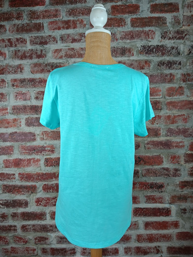 Turquoise/Bright Pink 100% Organic Cotton T-Shirt
