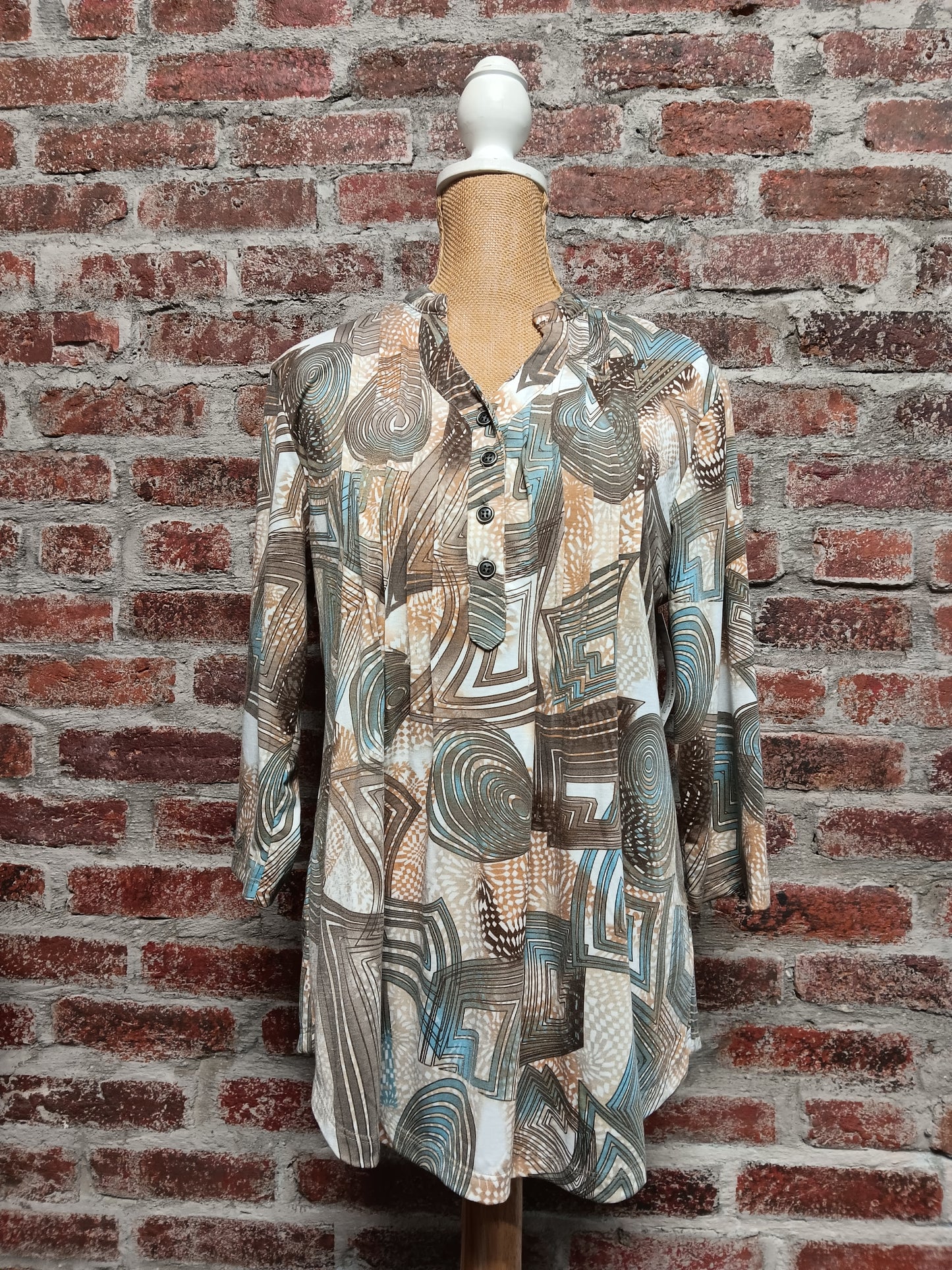 Bronze and Teal Grotto 3/4 Sleeve Top