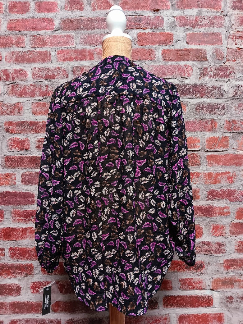 Purple and Black Cocoa Long Sleeve Blouse
