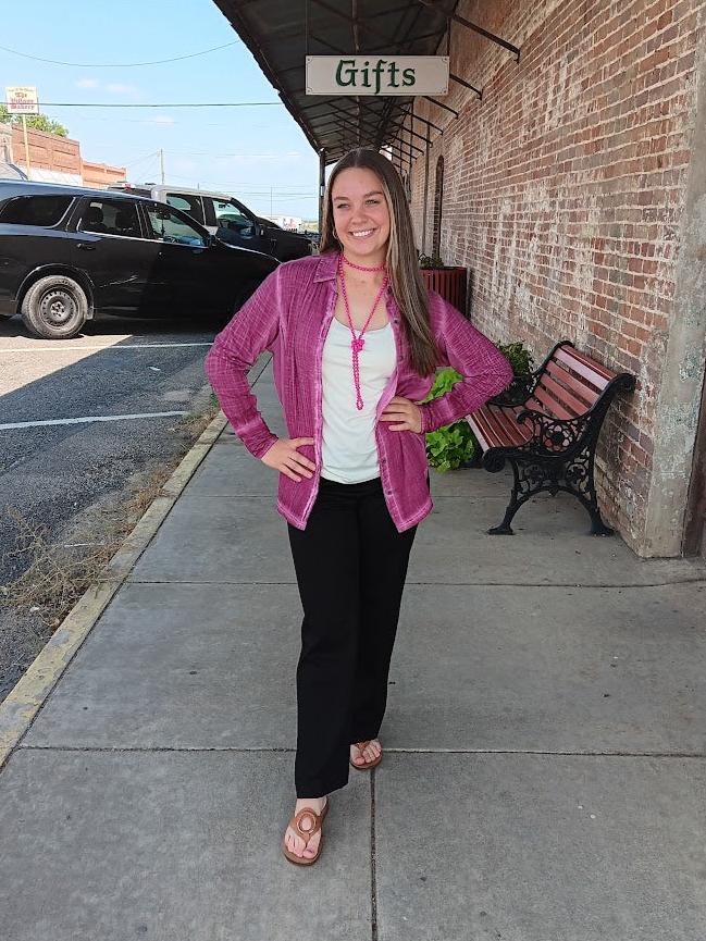 Grape Faded Long Sleeve Shirt