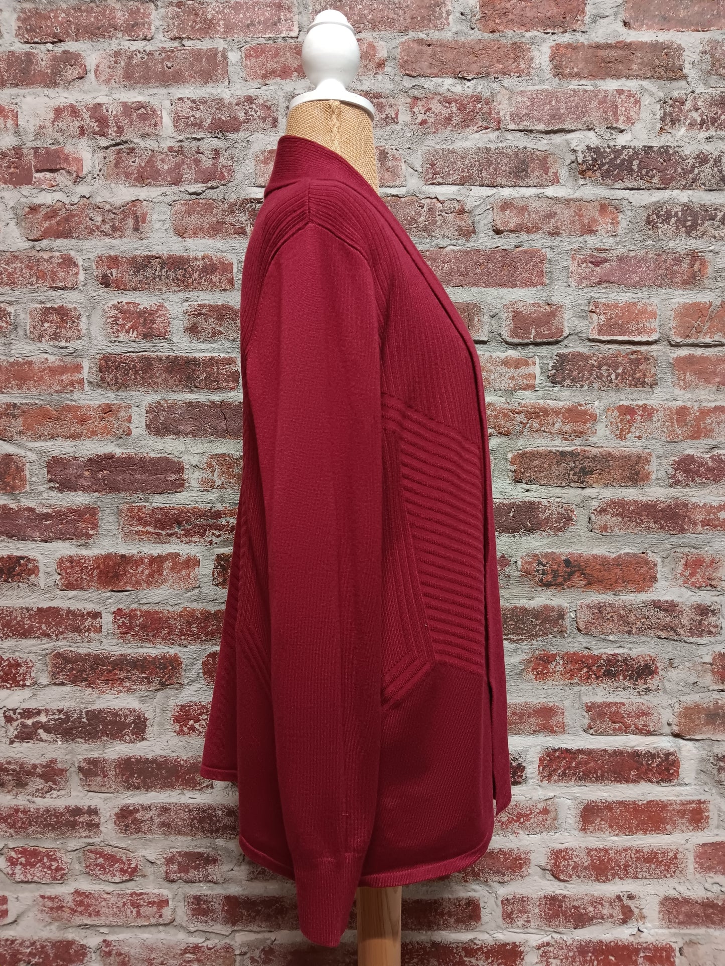 Crimson Ribbed Long Sleeve Cardigan