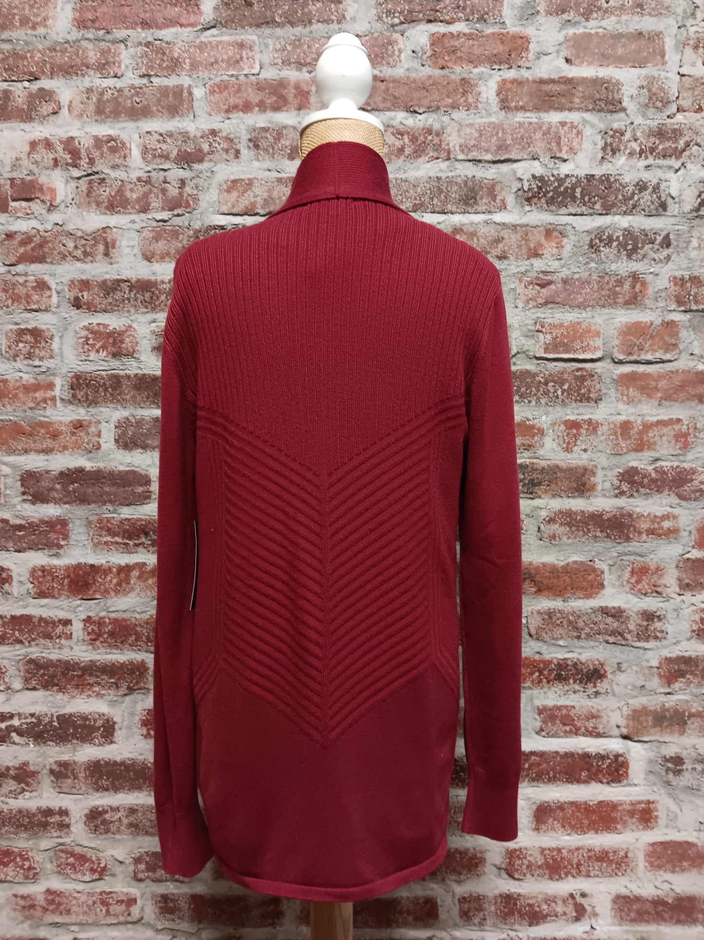 Crimson Ribbed Long Sleeve Cardigan
