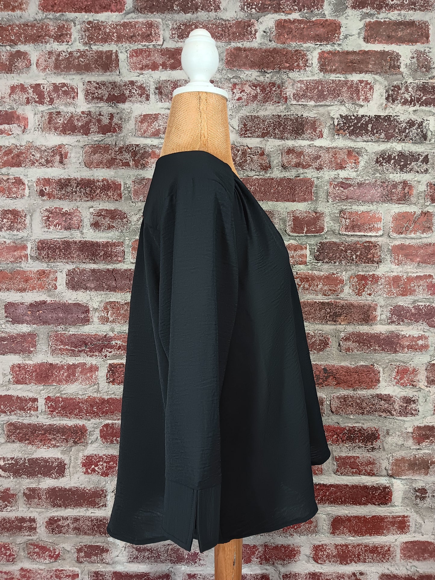 Olive/Ivory/Black Long Sleeve V-neck Faux Button Blouse