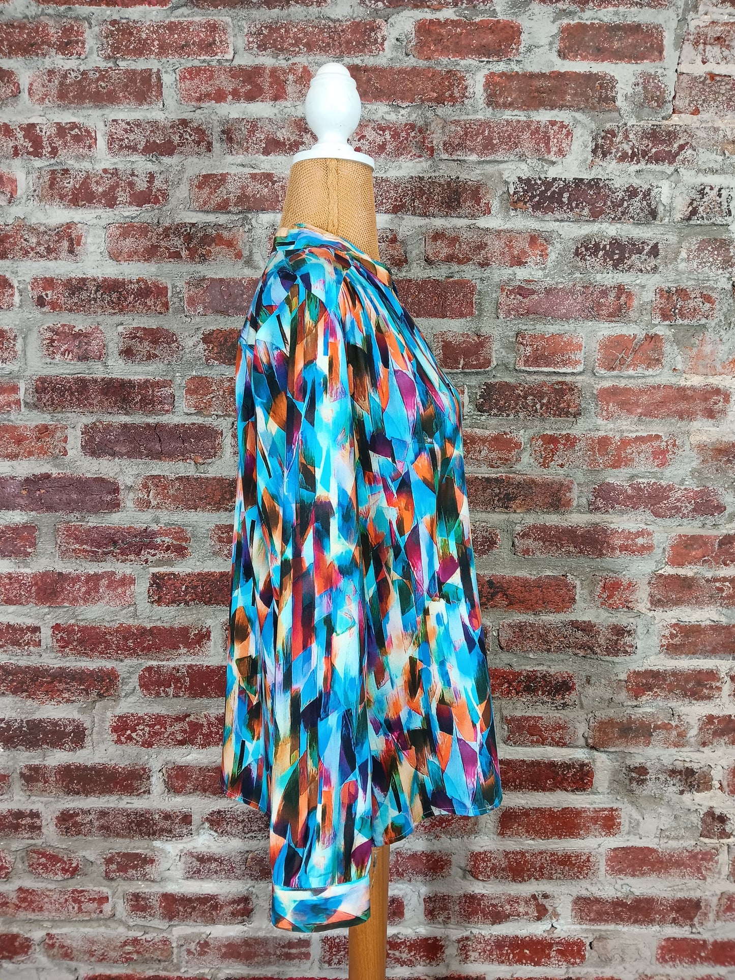 Multicolored Rich Jewel Tone Colors Brushstroke V-neck Top