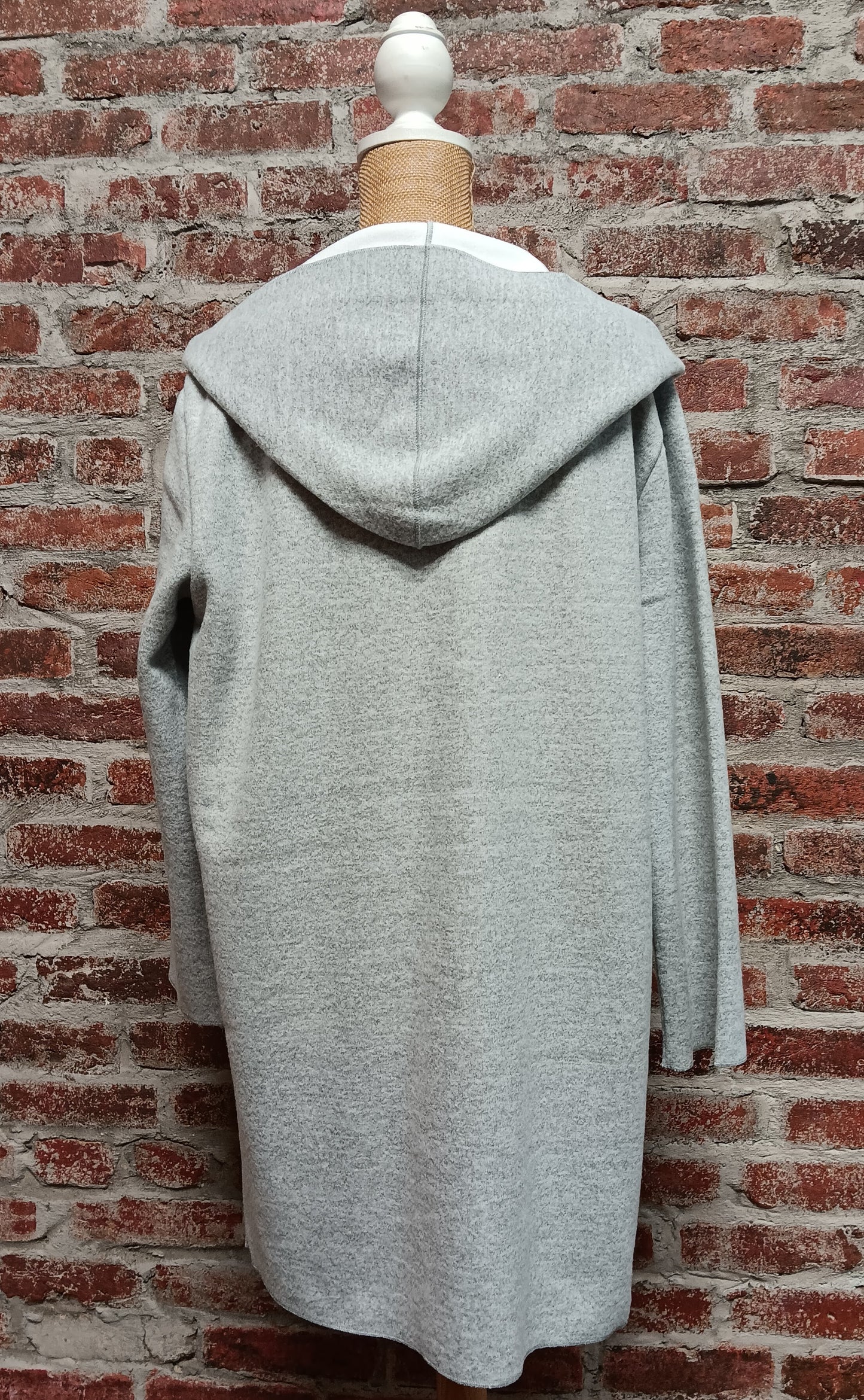 Long Heather Gray Fleece Lined Zip-Up Jacket