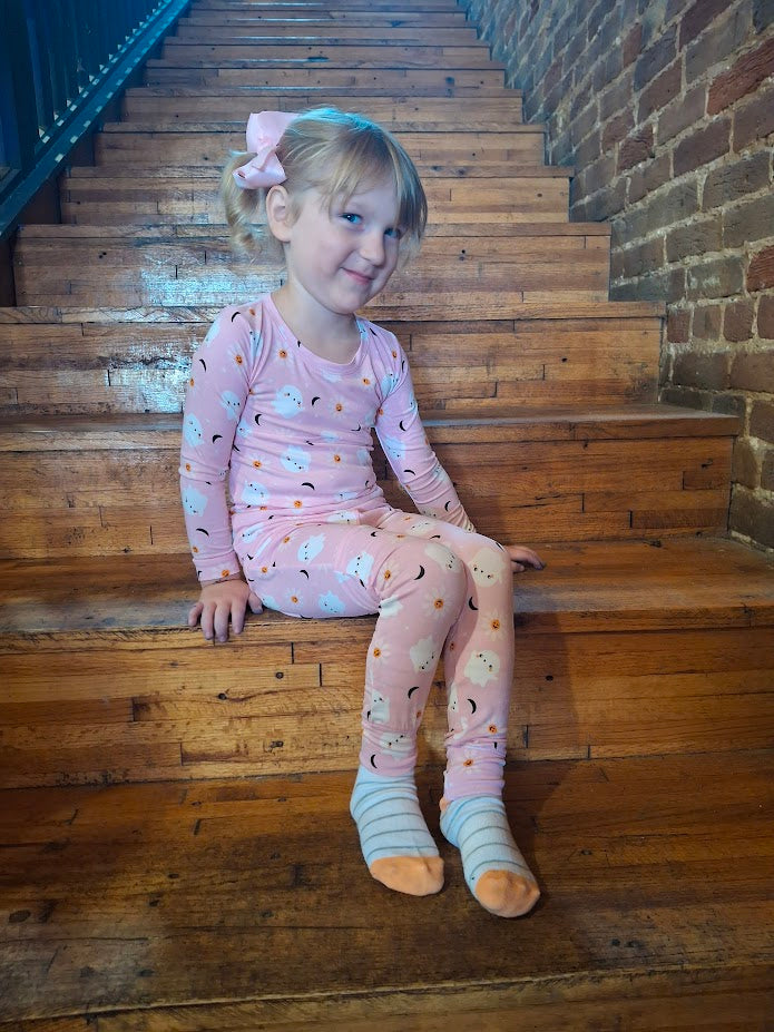 Pink Ghost Long Sleeve Loungewear Set