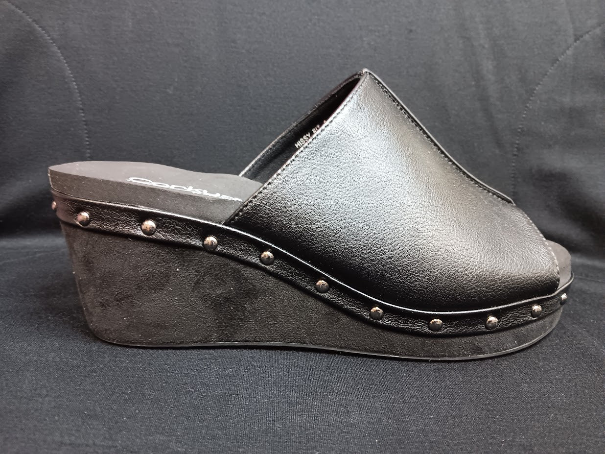 Hissy Fit Black Smooth Platform Sandals