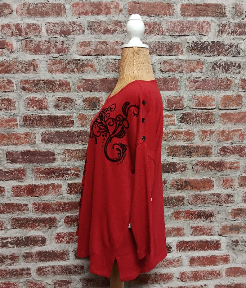 Red Dolman Sleeve Sequin Top