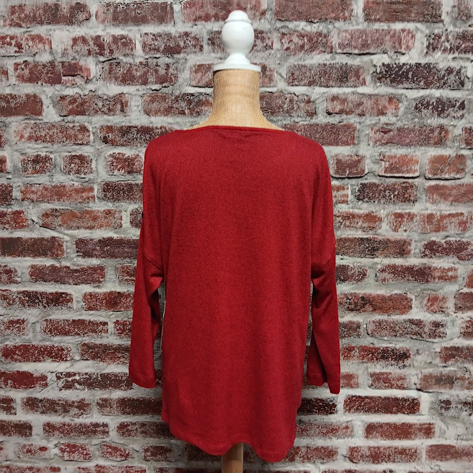 Red Dolman Sleeve Sequin Top