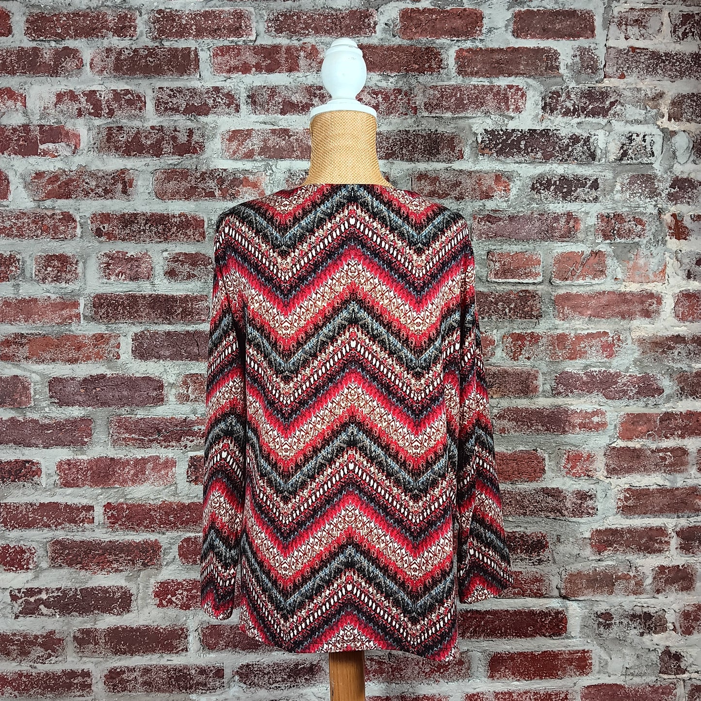 Chevron Stripe Multicolor Long Sleeve Scoop Neck Top