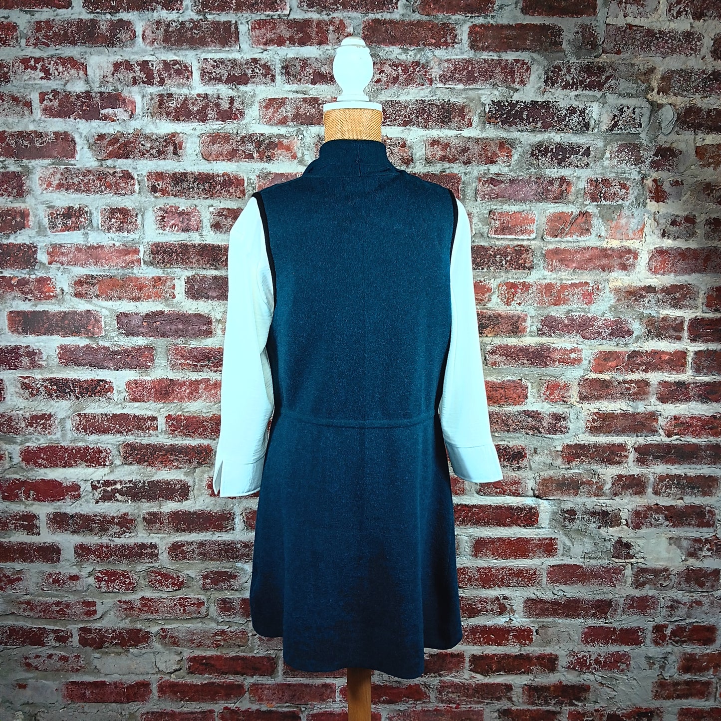 Long Teal Drawstring Vest w/Pocket