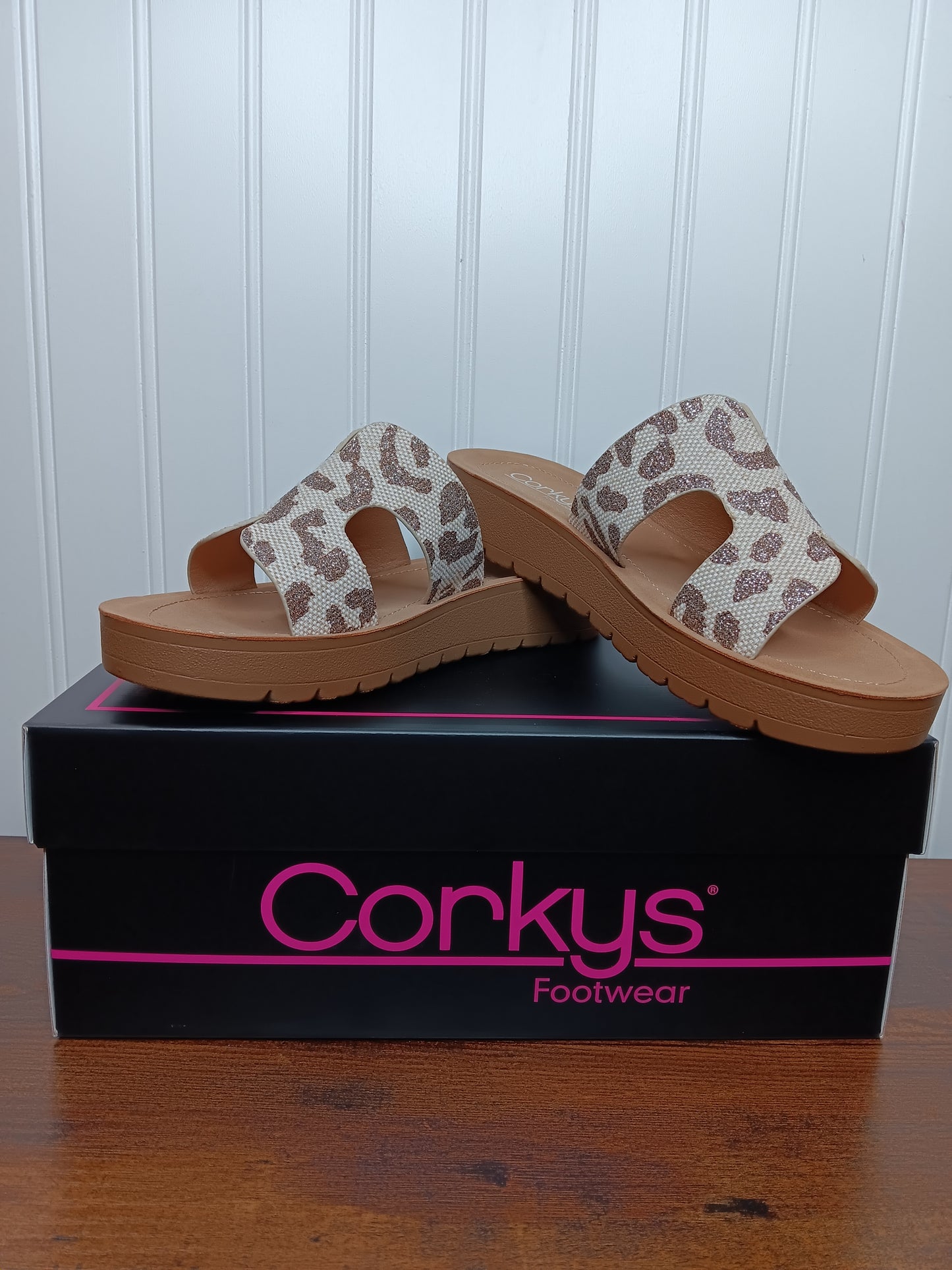 Hold Please Tan Sparkle Leopard Sandal