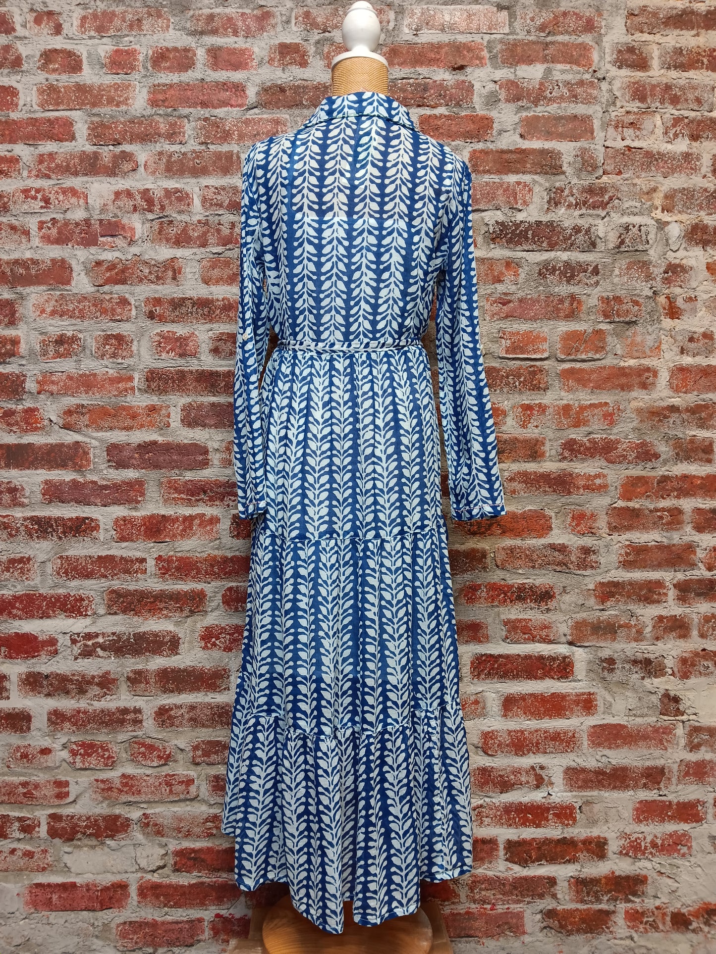 Navy and White Ivy Pattern Dress