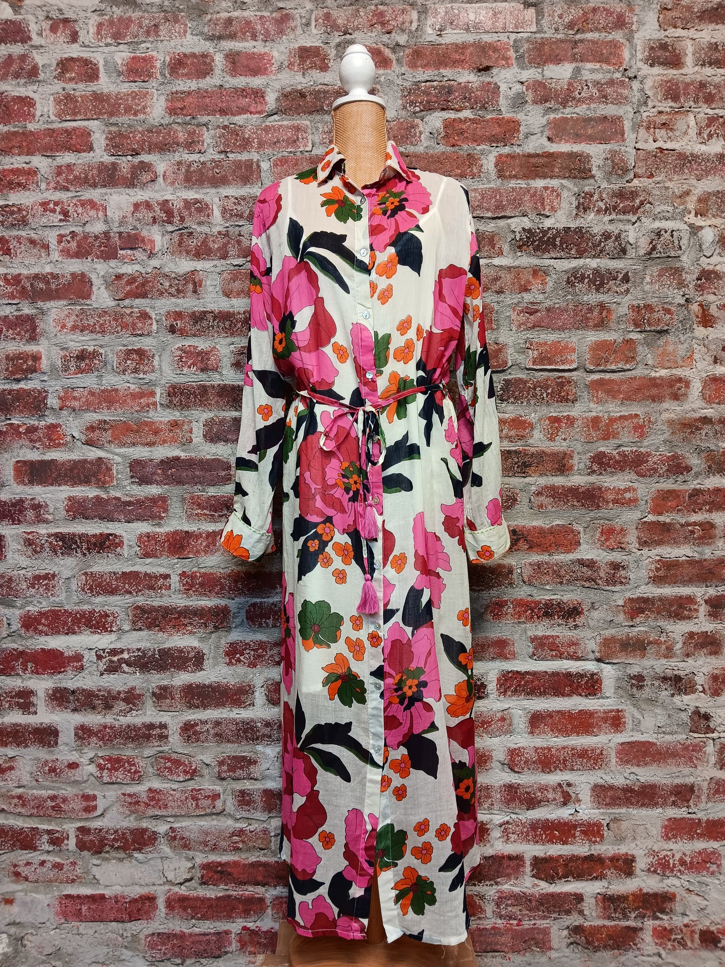 White and Fuchsia Floral Dress