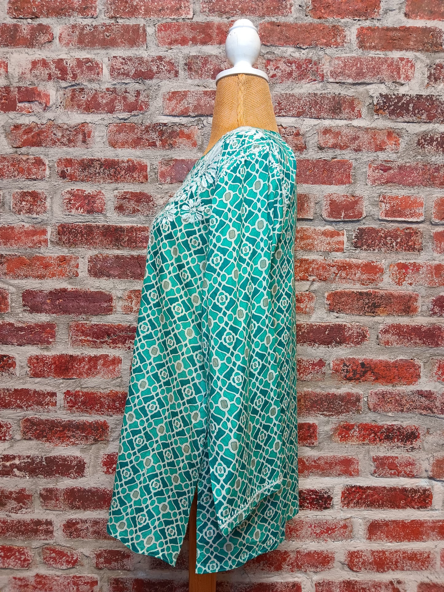 Pine Green Pattern Embroidered Shirt