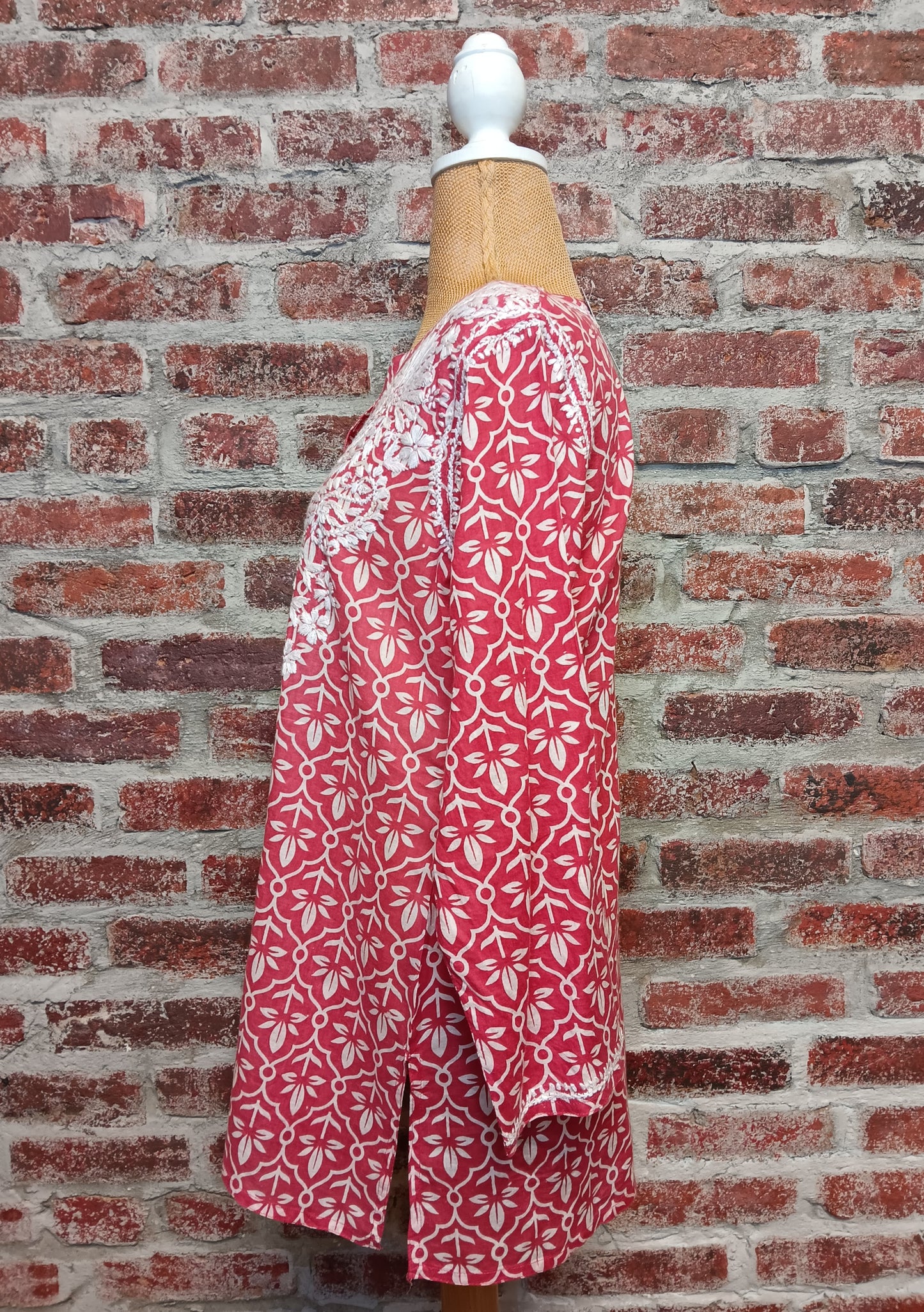 Red Pattern Embroidered Top
