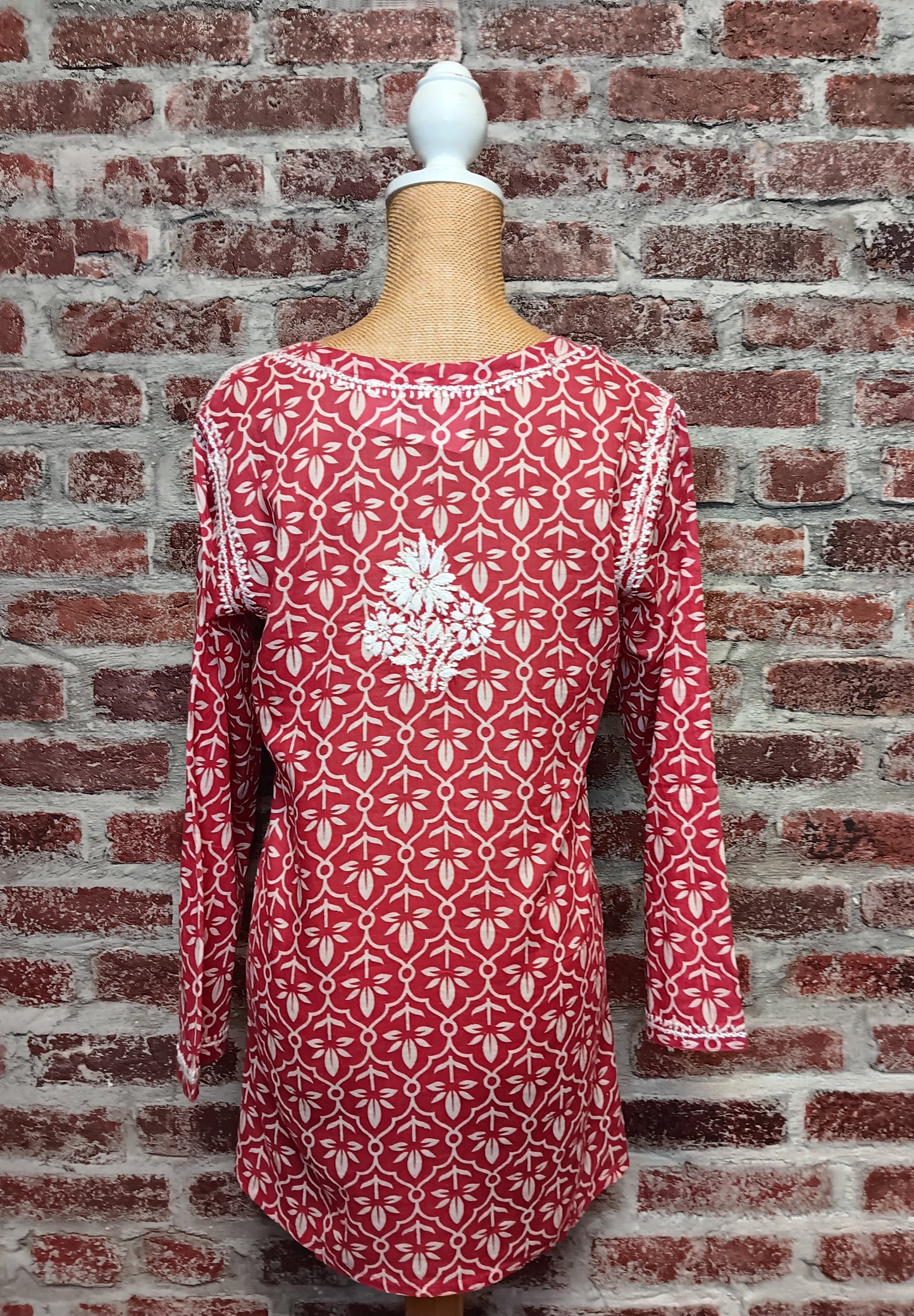Red Pattern Embroidered Top