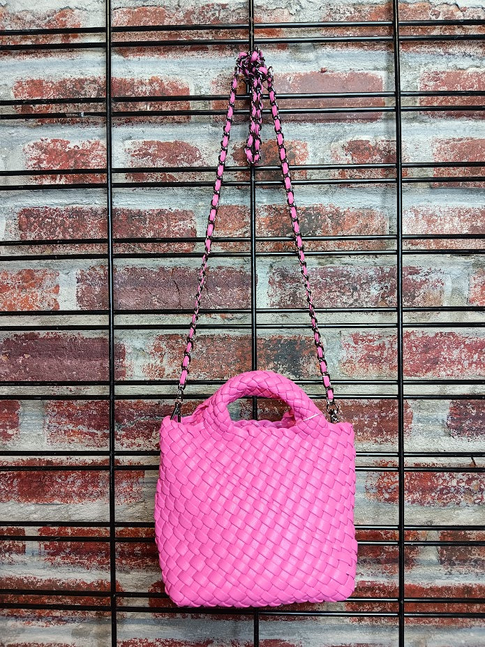 Pink Woven Small Handled Purse