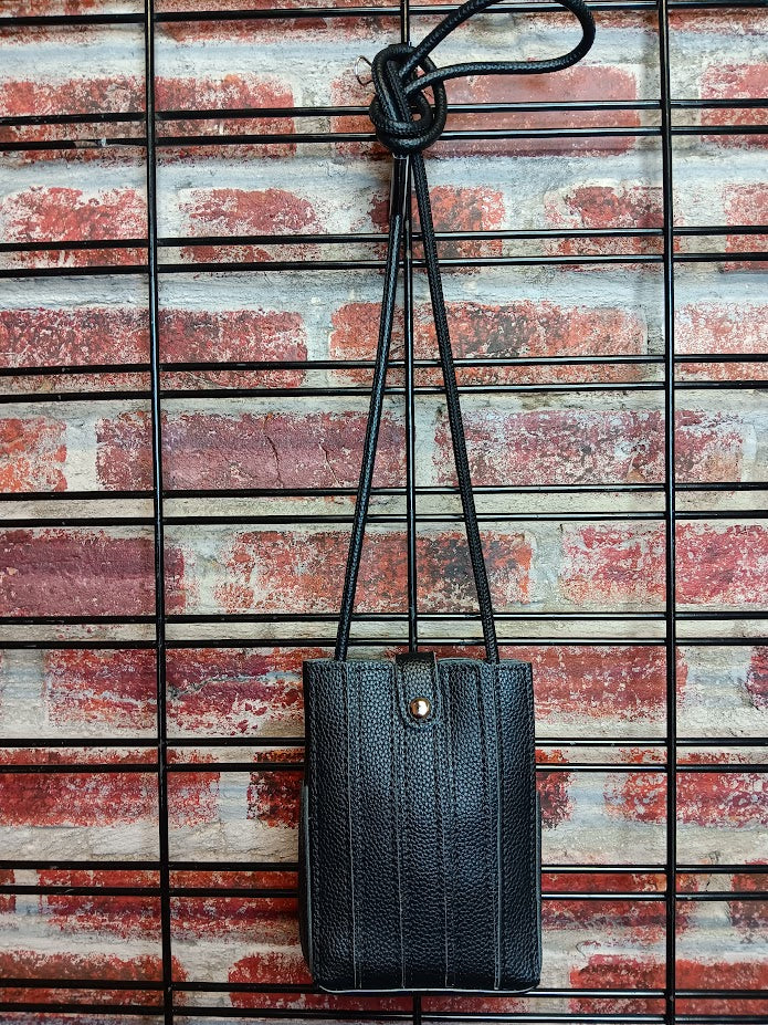 Striped Marbled Faux Leather Cross Body Purse