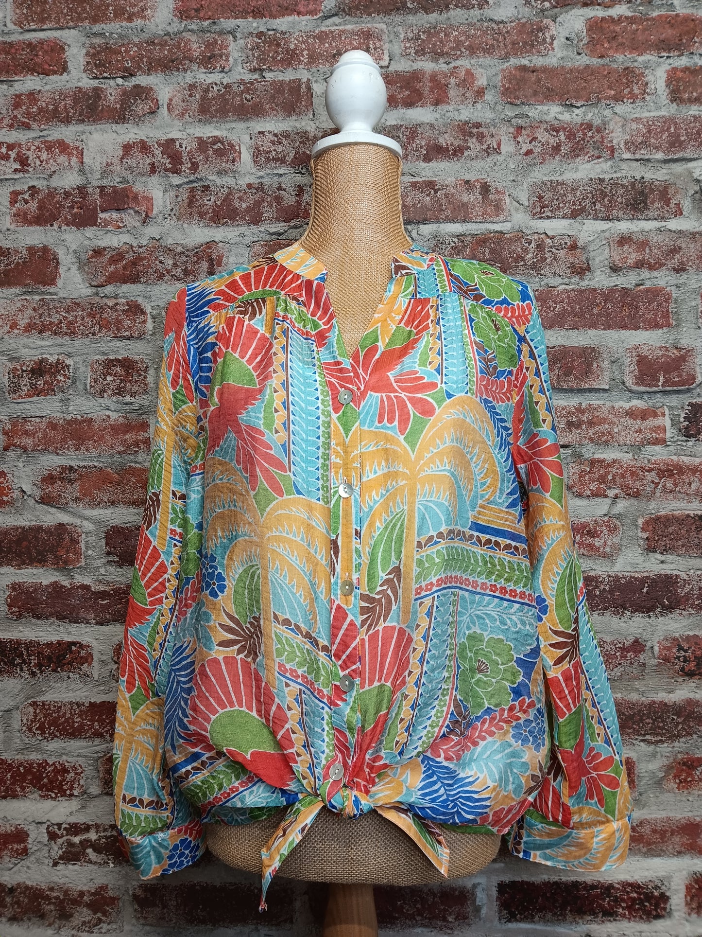 Royal Blue And Orange Floral Top