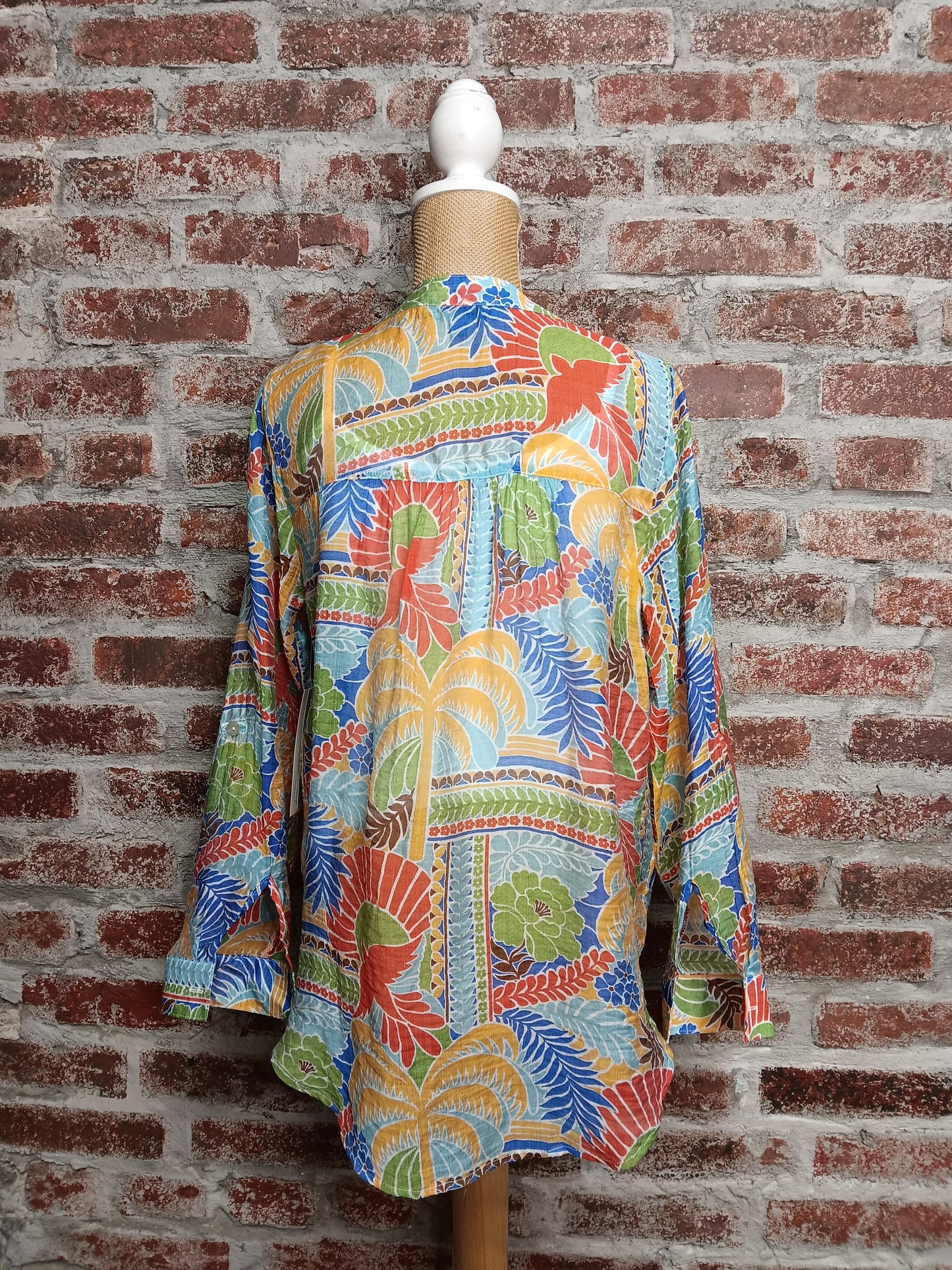 Royal Blue And Orange Floral Top