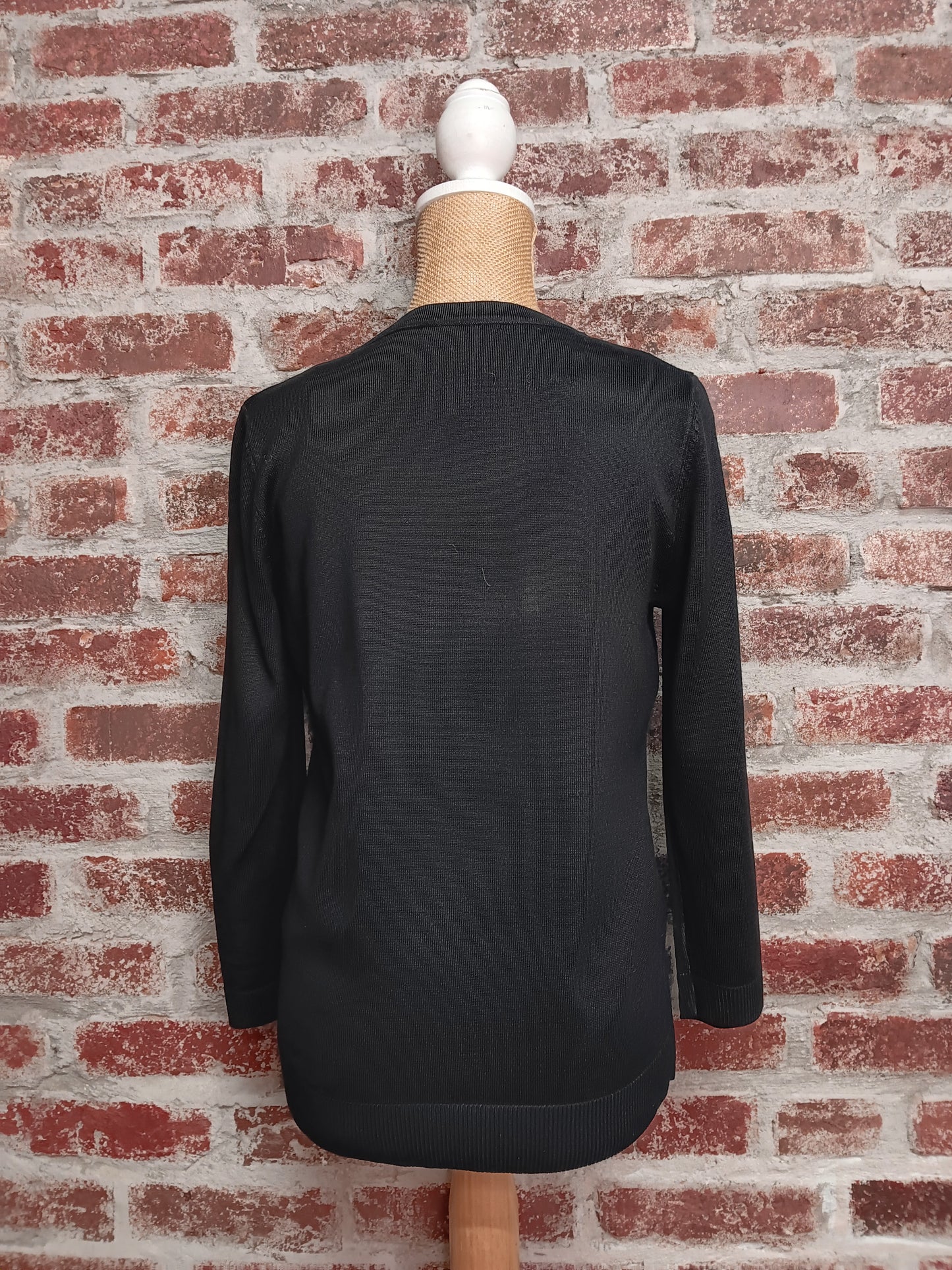 Black Cardigan Flower Button Detail