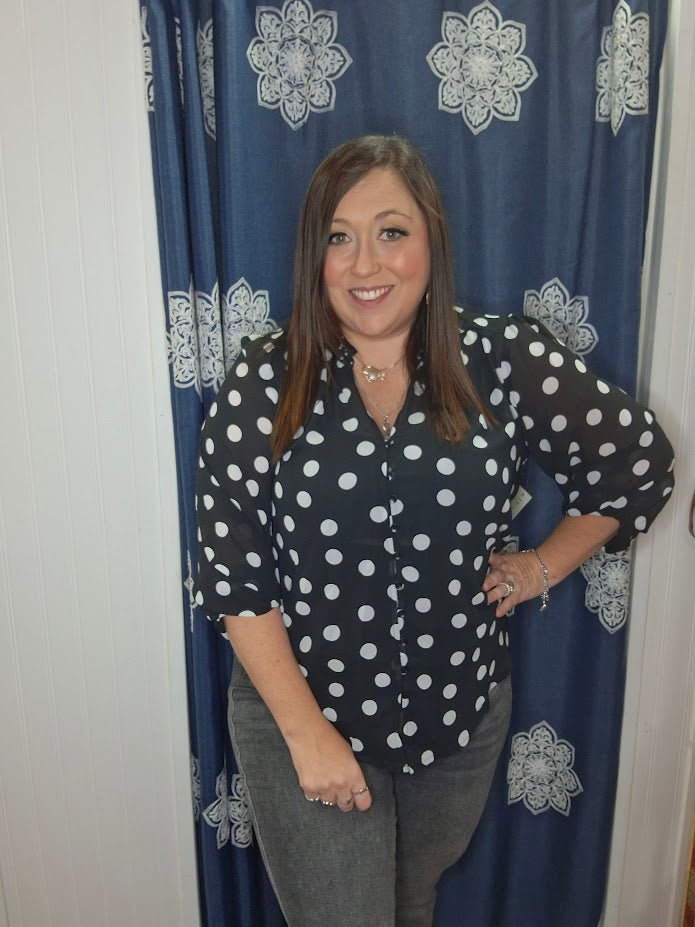 Black and White Polka Dot Blouse
