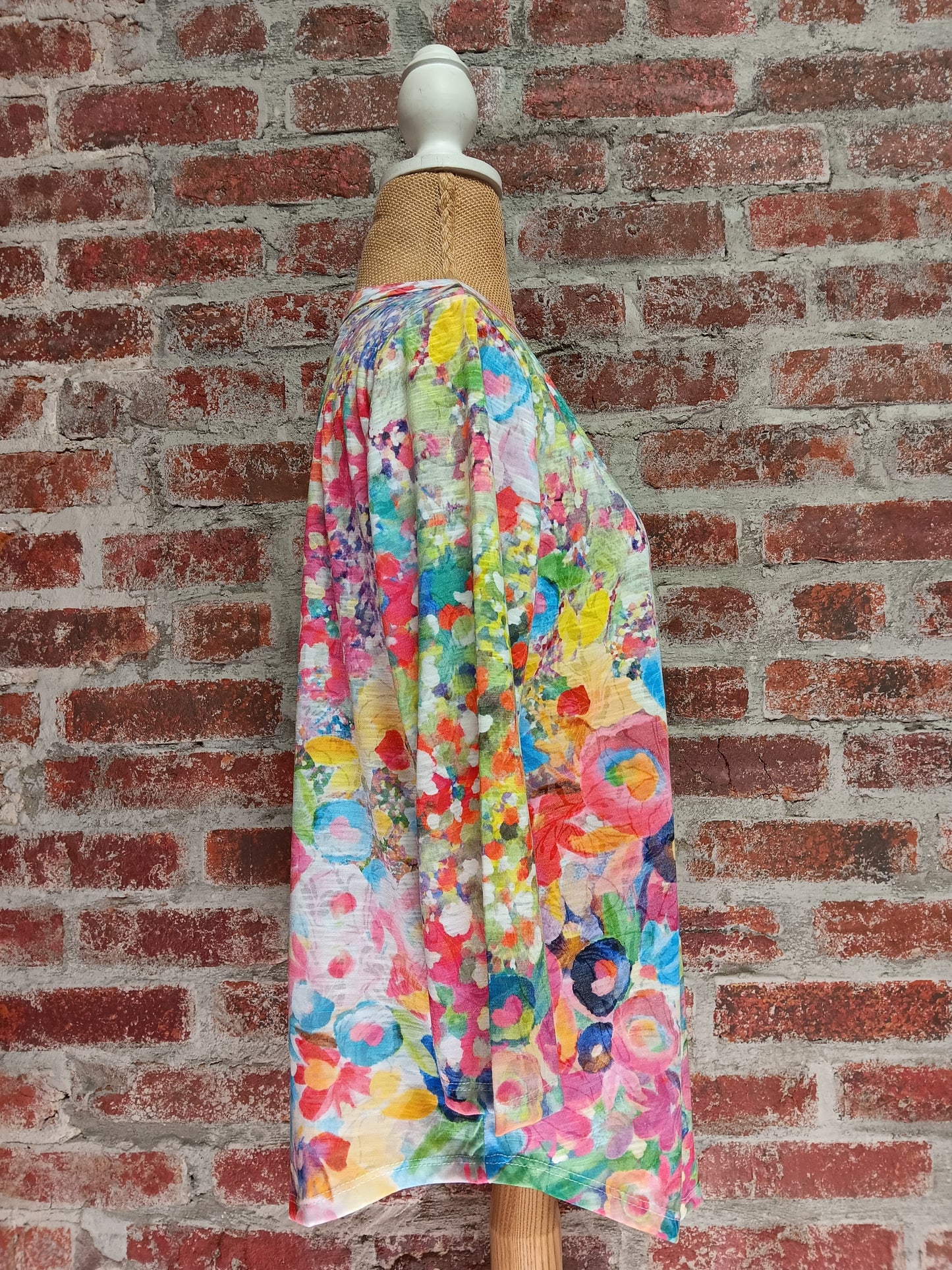 Multicolored Floral 3/4 Sleeve V-Neck Button Up Top