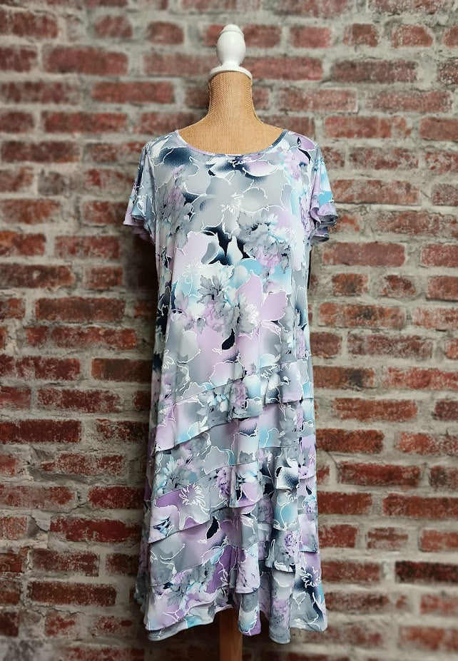 Lilac/Grey Floral Print Dress