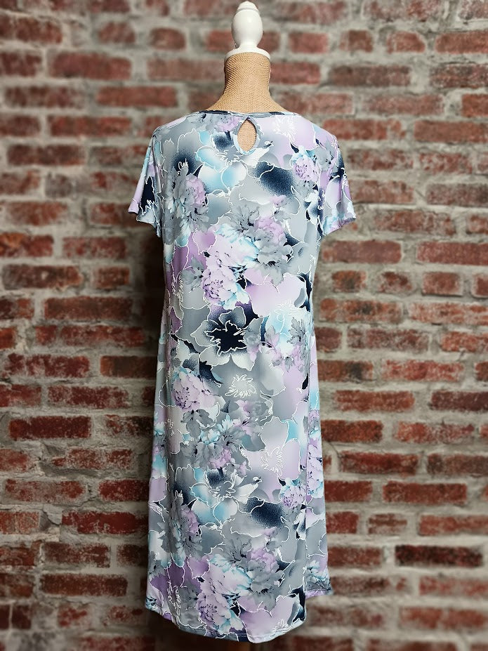Lilac/Grey Floral Print Dress