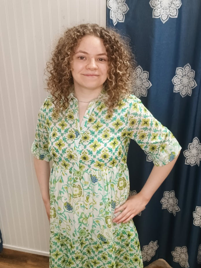 Lime Tropical Pattern Dress