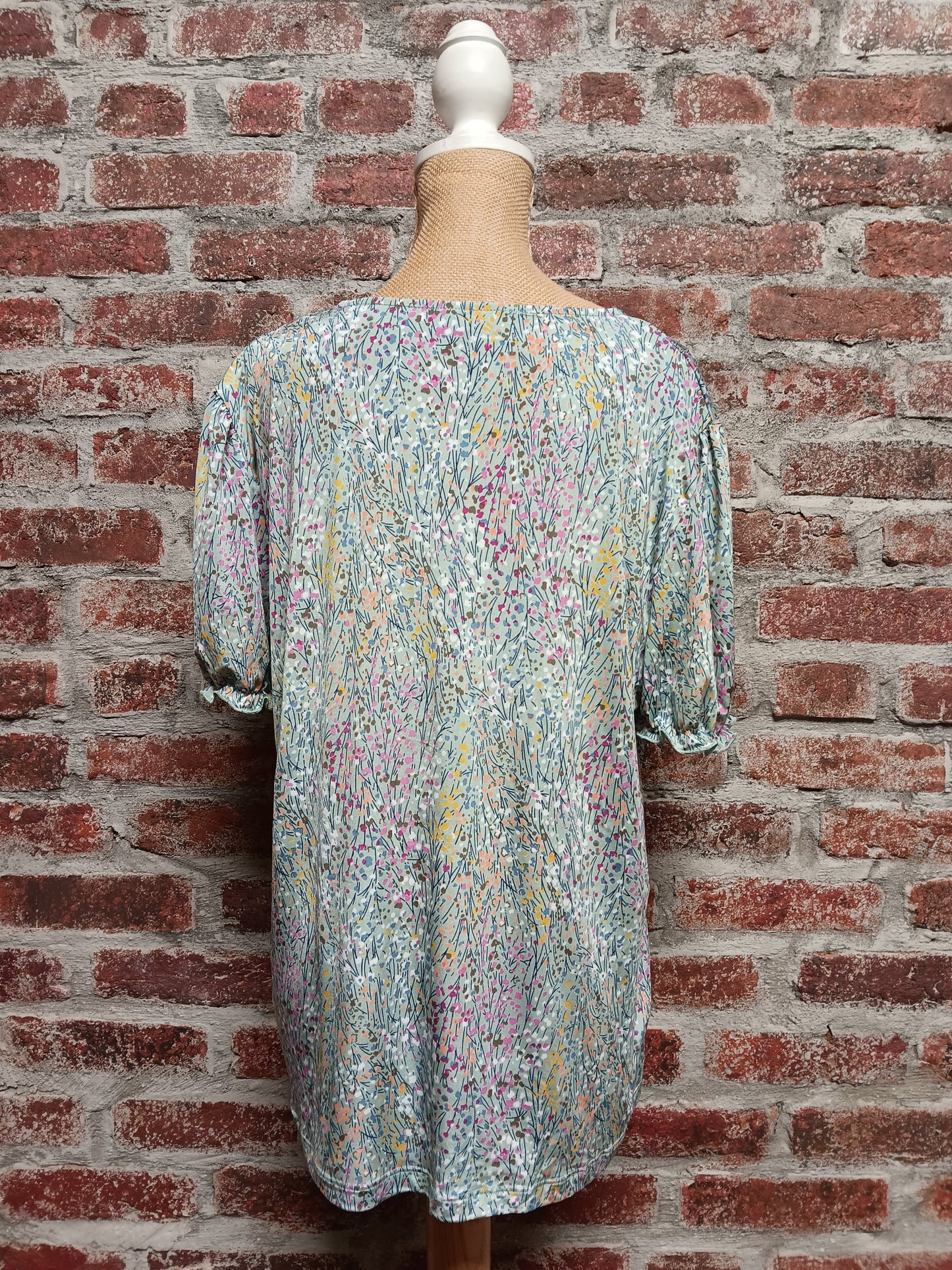 Sage Small Floral Short Sleeve Top